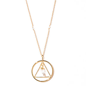 colar longo banhado a ouro 18k ponteira cristal triangulo - Polar