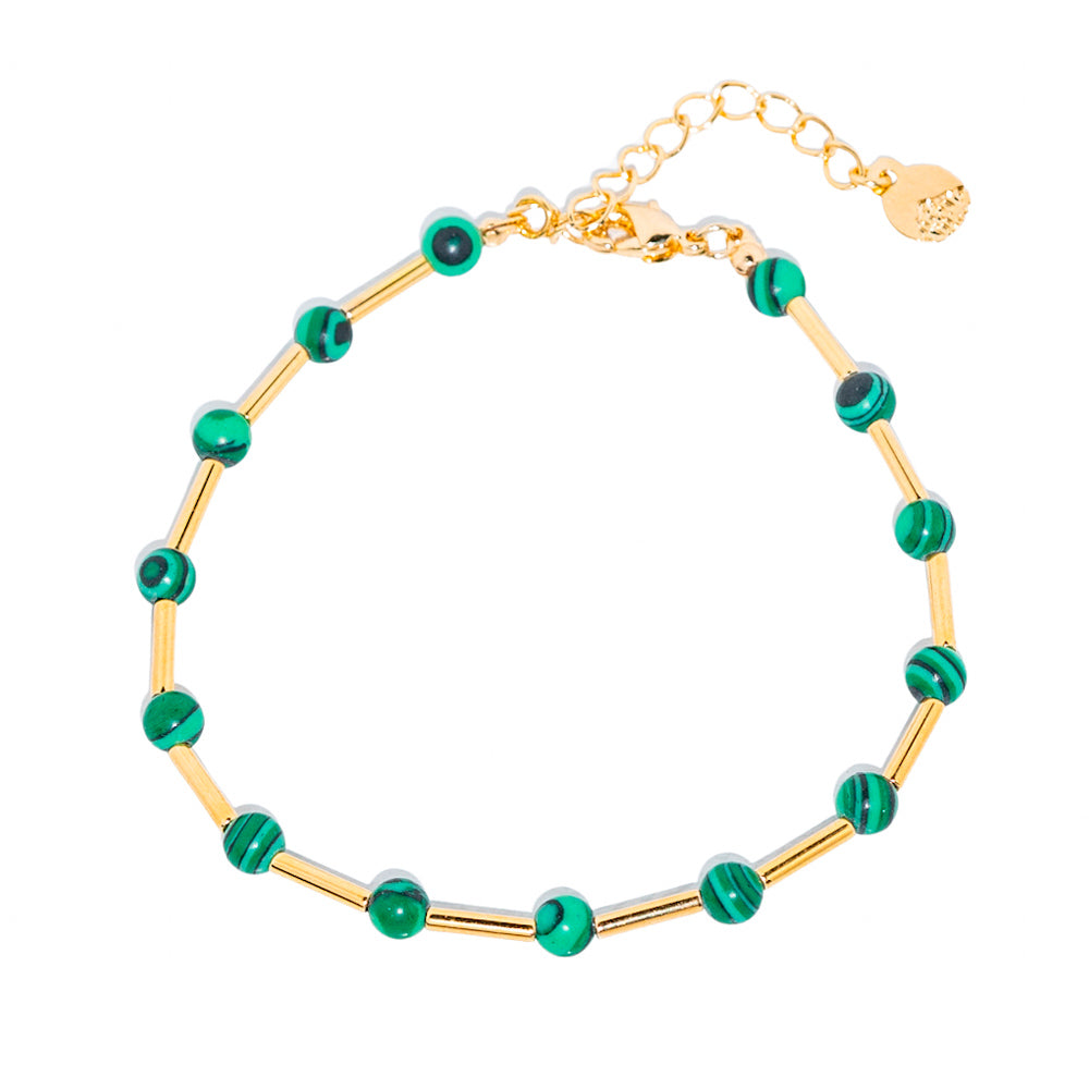 pulseira banhada a ouro 18 k malaquita - Canopus