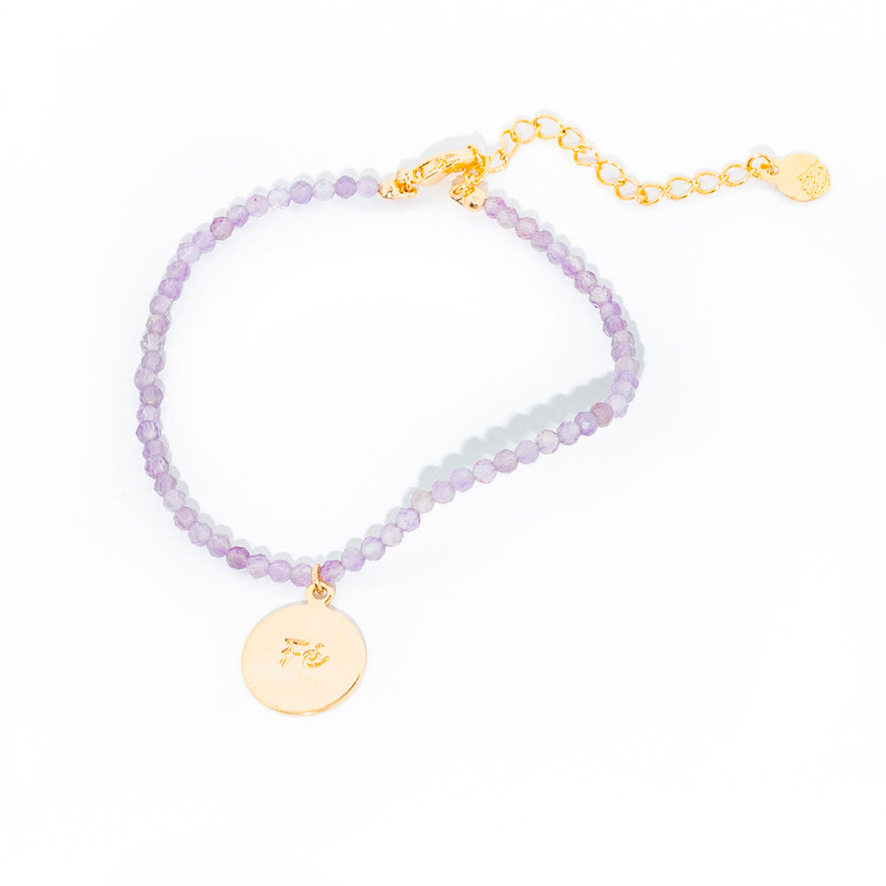 pulseira banhada a ouro 18k ametista - Desejo Fé