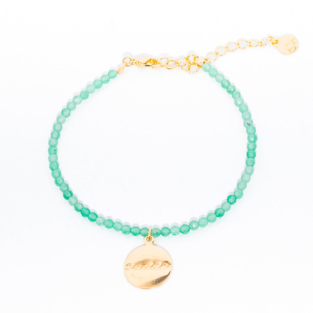 pulseira banhada a ouro 18k aventurina - Desejo Saúde