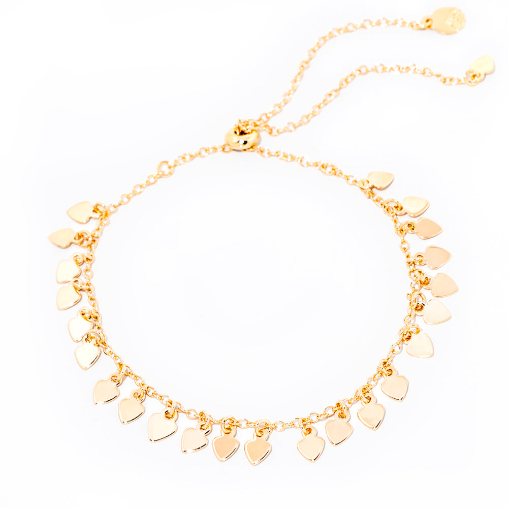 pulseira banhada a ouro 18k com pingentes de coração - Mimas