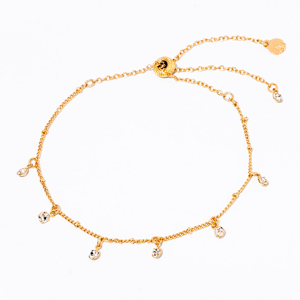 pulseira banhada a ouro 18k com pingentes de cristal- Anteia