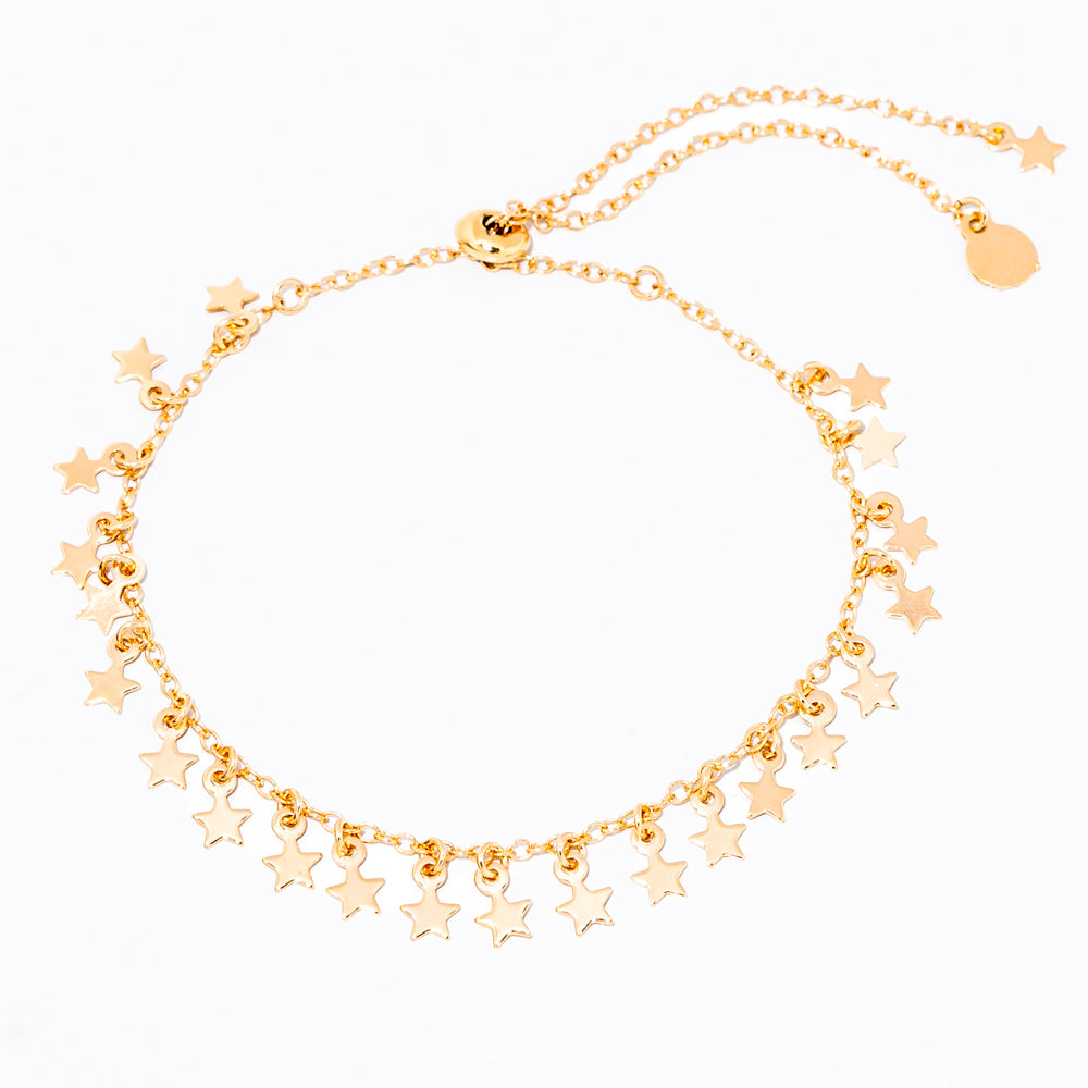 pulseira banhada a ouro 18k com pingentes de estrela - Telesto
