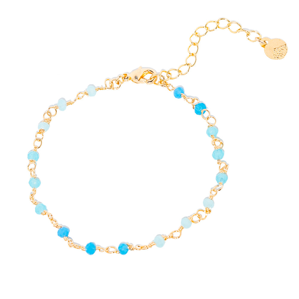 pulseira de cristais tons de azul banhada a ouro 18 k - Reia