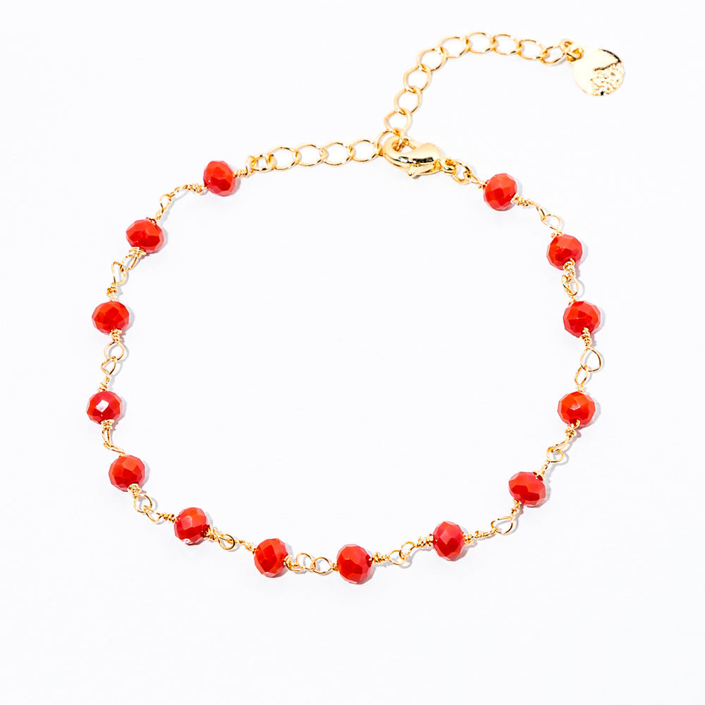 pulseira de cristal coral banhada a ouro 18 k - Reia
