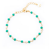 pulseira de cristal verde banhada a ouro 18 k - Reia