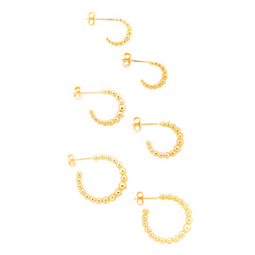 Trio de Argolas Banhado a Ouro 18K com Detalhe de Bolinhas – Trio Rigel | Moderno e Elegante